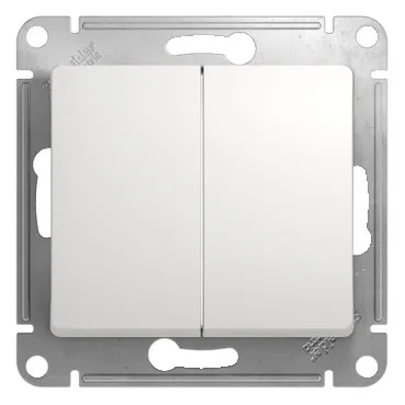 GLOSSA Переключатель двухклавишный в рамку белый схема 6
