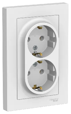 ATLASDESIGN РОЗЕТКА двойная с заземлением, 16А, в сборе, ЛОТОС