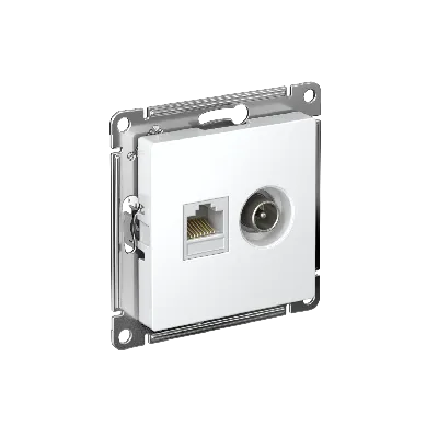 Розетка ATLASDESIGN двойная ТВ + компьютерная RJ45 категория  5Е белый