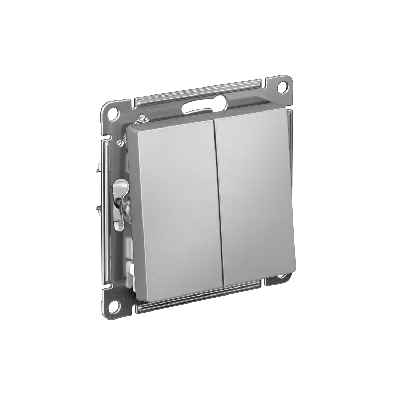 ATLASDESIGN 2-клавишный переключатель, перекрестный, 2 x сх. 7, 10АХ, механизм, АЛЮМИНИЙ
