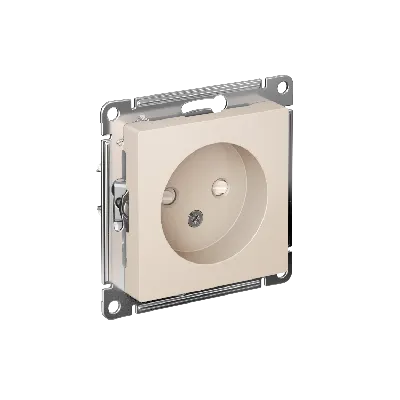 Розетка ATLASDESIGN без заземления со шторками 16А механизм бежевый