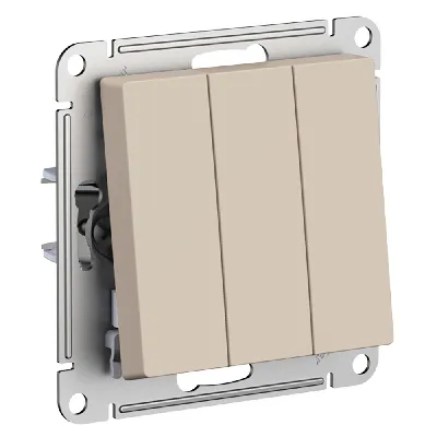 ATLASDESIGN выключатель трехклавишный, сх.1+1+1, 10АХ, механизм, ПЕСОЧНЫЙ