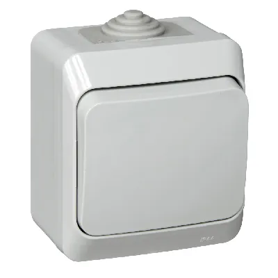 ЭТЮД Выключатель одноклавишный наружный IP44 серый