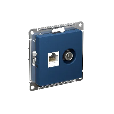 ATLASDESIGN РОЗЕТКА двойная ТВ + компьютерная RJ45, кат. 5Е, АКВАМАРИН