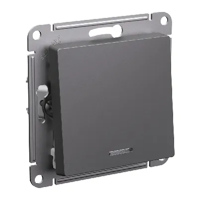 ATLASDESIGN 1-клавишный ВЫКЛЮЧАТЕЛЬ с подсветкой, сх.1а, 10АХ, механизм, БАЗАЛЬТ