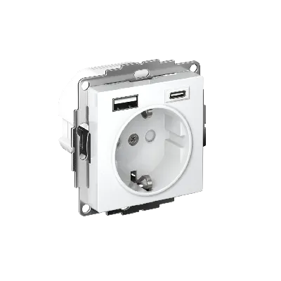 РОЗЕТКА 16А с 2 USB A+C, мех, БЕЛЫЙ