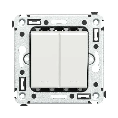 Avanti Выключатель двухклавишный в стену, Белое   облако