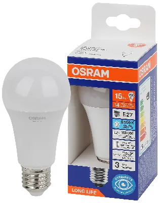 Лампа светодиодная LED 15Вт Е27 6500К 1521Лм груша 220В (замена 150Вт) OSRAM