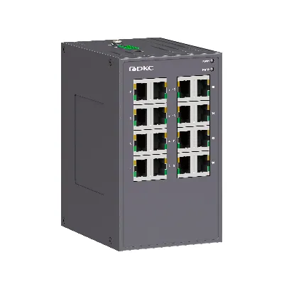 Промышленный неуправляемый коммутатор, 16х10/100Base-T(X) портов RJ45, 12-48В DC/18-30В AC, с резервированием
