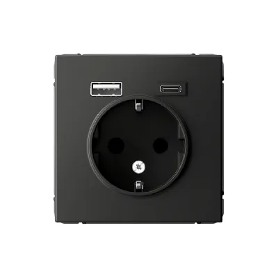 ARTGALLERY розетка 16А с 2 USB A+C, 5В/2,4А/3,0А, 2х5В/1,5А, механизм, базальт