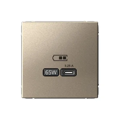 ARTGALLERY USB розетка тип-С 65Вт высокоскор.заряд. QC, PD, механизм, шампань