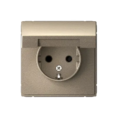 ARTGALLERY розетка с заземл. со шторк. с крышкой, 16А, IP20, механизм, шампань