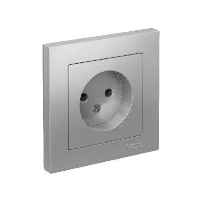 Розетка ATLASDESIGN без заземления 16А в сборе алюминий