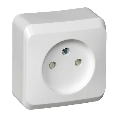ЭТЮД Розетка наружная без заземления со шторками белая