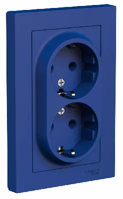 ATLASDESIGN РОЗЕТКА двойная с заземлением, 16А, в сборе, АКВАМАРИН