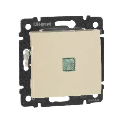 Выключатель одноклавишный, с подсветкой, в рамку, слоновая кость