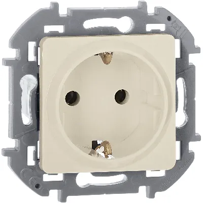 Розетка 2К+З со шторками немецкий стандарт 16 А 250 В~ INSPIRIA слоновая кость
