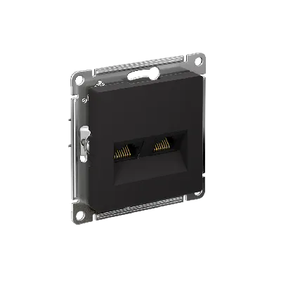 Розетка ATLASDESIGN двойная компьютерная RJ45+RJ45 категория 5E механизм карбон