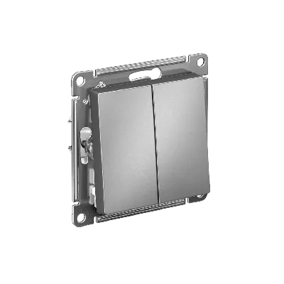 ATLASDESIGN 2-клавишный переключатель, перекрестный, 2 x сх. 7, 10АХ, механизм, СТАЛЬ