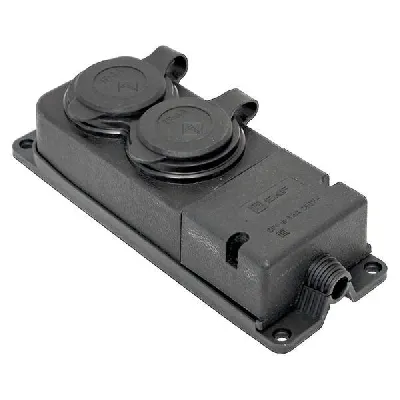 Роз. (колодка) двухмест. с защит. крышками каучуковая 230В 2P+PE 16A IP44 PRO