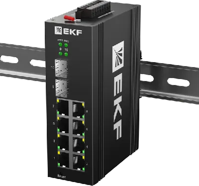 Коммутатор промышленный управляемый уровня L2 ML2-2GX/SFP-8GTP, 2 порта 1000Base-X SFP, 8 портов 10/100/1000Base-T(X) RJ45 c PoE, монтаж на динрейку TSX EKF