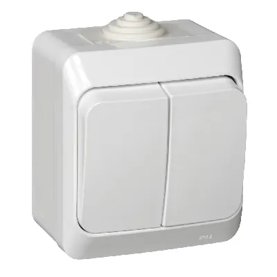 ЭТЮД Выключатель двухклавишный наружный IP44 белый