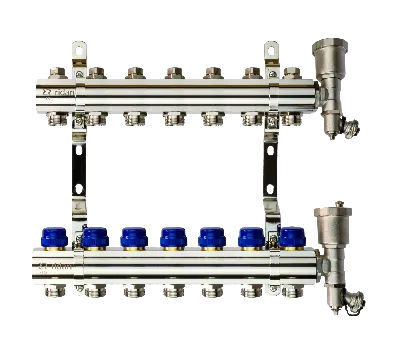 Коллекторная группа FHF-7R set 7 контуров 1' х 3/4' c воздухоотводчиками и кронштейнами