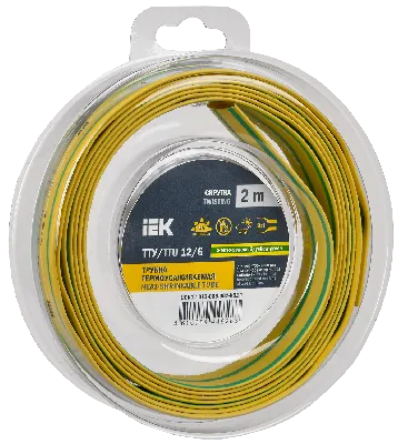 Трубка термоусадочная ТТУ нг-LS 12/6 желто-зеленая (2м/упак) IEK