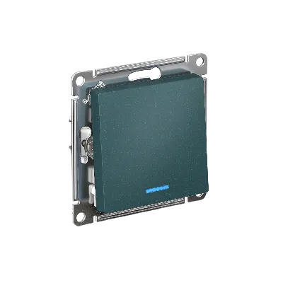 Выключатель одноклавишный ATLASDESIGN с подсветкой схема 1а 10АХ механизм изумруд