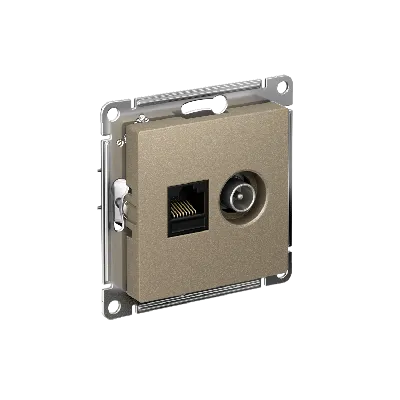Розетка ATLASDESIGN двойная компьютерная+ТВ RJ45+TV категория 5E механизм шампань