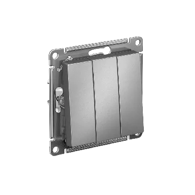 Выключатель трехклавишный ATLASDESIGN схема 1+1+1 10АХ механизм сталь