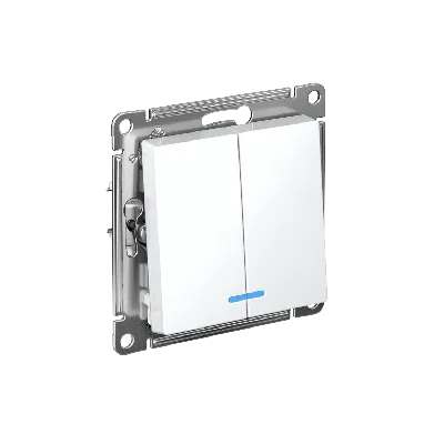 Выключатель двухклавишный ATLASDESIGN с подсветкой схема 5а 10АХ механизм белый