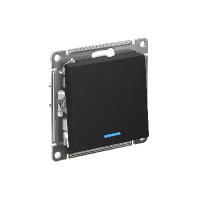 Выключатель одноклавишный ATLASDESIGN с подсветкой схема 1а 10АХ механизм карбон