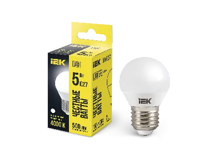 Лампа светодиодная LED 5вт E27 белый матовый шар ECO