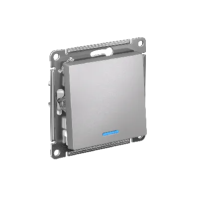 Переключатель одноклавишный ATLASDESIGN с подсветкой схема 6а 10АХ механизам алюминий