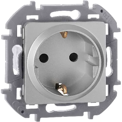 Розетка 2К+З со шторками немецкий стандарт 16 А 250 В~ INSPIRIA алюминий