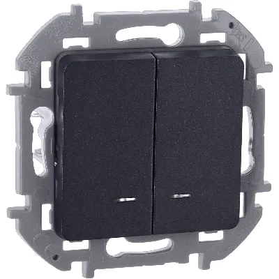 Выключатель двухклавишный с подсветкой/индикацией INSPIRIA 10 AX 250 В~ антрацит