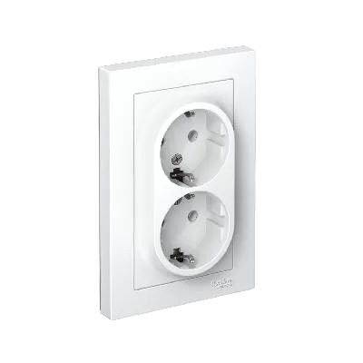 Розетка ATLASDESIGN двойная с заземлением 16А в сборе белый