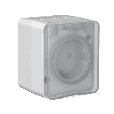 AtlasDesign PROFI IP54 открытой установки розетка с заземлением со шторками 16А 250В, серый