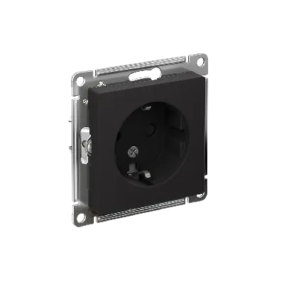 Розетка ATLASDESIGN с заземлением со шторками 16А механизм карбон