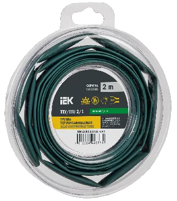 Трубка термоусадочная ТТУ нг-LS 2/1 зеленая (2м/упак) IEK