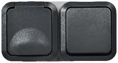 Блок розетка + выключатель горизонтальный TORS 16А IP55 графит