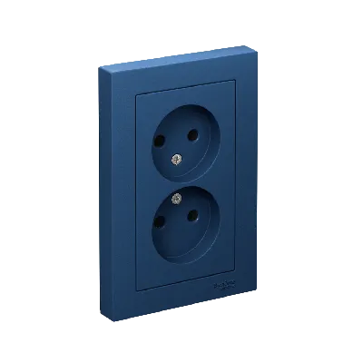 ATLASDESIGN РОЗЕТКА двойная без заземления,16А, в сборе, АКВАМАРИН