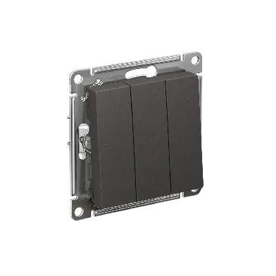 ATLASDESIGN 3-клавишный ВЫКЛЮЧАТЕЛЬ, сх.1+1+1, 10АХ, механизм, БАЗАЛЬТ