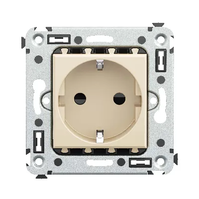 Avanti Розетка в стену, 2P+E, с защитными шторками, ''Ванильная дымка''