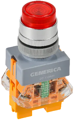 Кнопка D7-11DNZS d=22мм 1з+1р с подсв. и фикс. кр. GENERICA
