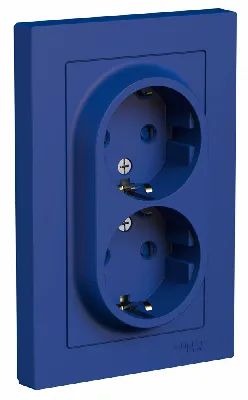 ATLASDESIGN РОЗЕТКА двойная с заземлением со шторками, 16А, в сборе, АКВАМАРИН