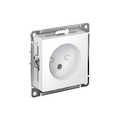 Розетка ATLASDESIGN без заземления со шторками 16А механизм белый