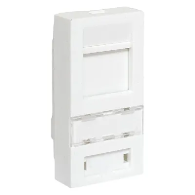 Вставка розеточная TERACOM PRO 45x22.5мм формат Mosaic на 1 модуль Keystone со шторкой и маркером белая