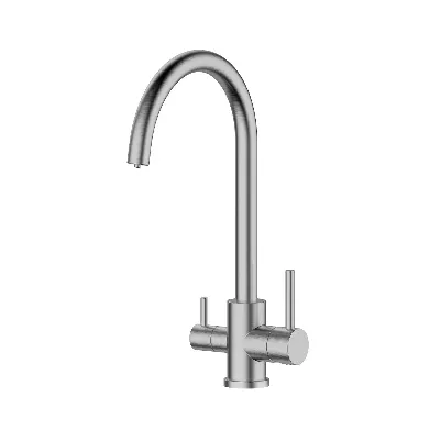 Смеситель для кухни шаровый  с дополнительным выходом для питьевой  воды   нержавеющая сталь